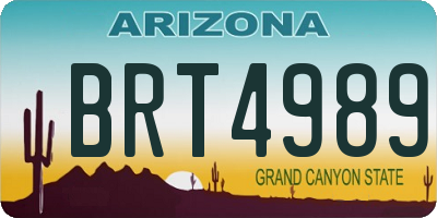 AZ license plate BRT4989