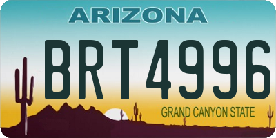 AZ license plate BRT4996