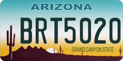 AZ license plate BRT5020