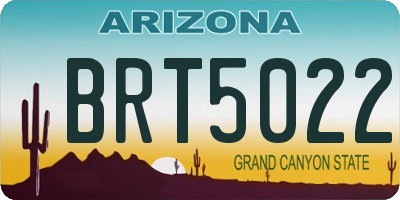 AZ license plate BRT5022