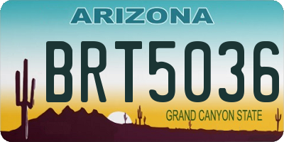 AZ license plate BRT5036