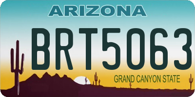 AZ license plate BRT5063