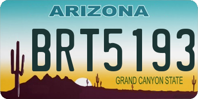 AZ license plate BRT5193