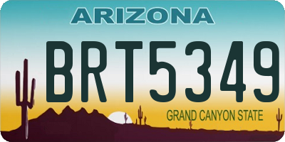 AZ license plate BRT5349