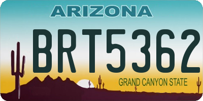 AZ license plate BRT5362