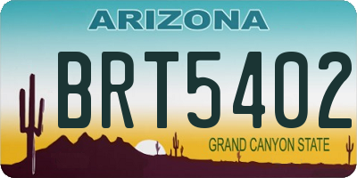 AZ license plate BRT5402