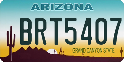 AZ license plate BRT5407