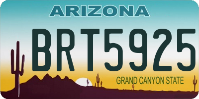 AZ license plate BRT5925