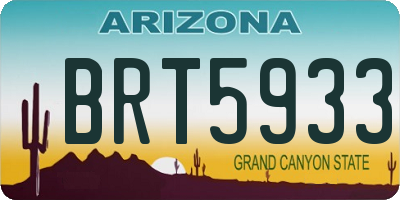 AZ license plate BRT5933