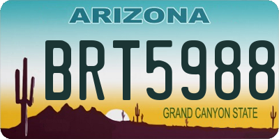 AZ license plate BRT5988