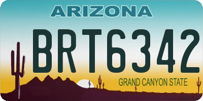 AZ license plate BRT6342