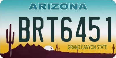 AZ license plate BRT6451