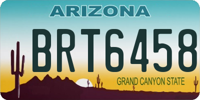 AZ license plate BRT6458