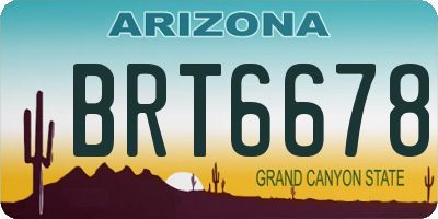 AZ license plate BRT6678