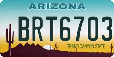 AZ license plate BRT6703