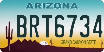 AZ license plate BRT6734