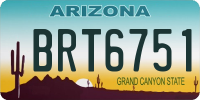 AZ license plate BRT6751