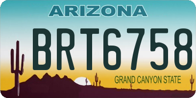 AZ license plate BRT6758