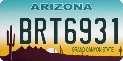 AZ license plate BRT6931