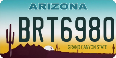 AZ license plate BRT6980