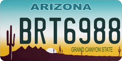 AZ license plate BRT6988