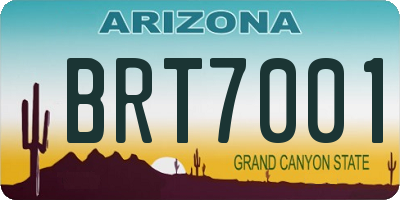 AZ license plate BRT7001