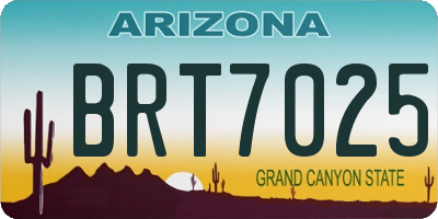 AZ license plate BRT7025
