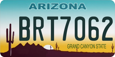AZ license plate BRT7062