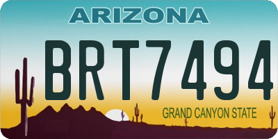 AZ license plate BRT7494