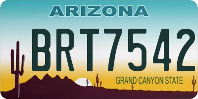 AZ license plate BRT7542