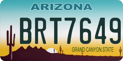 AZ license plate BRT7649