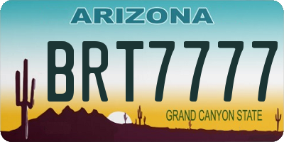 AZ license plate BRT7777