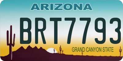AZ license plate BRT7793