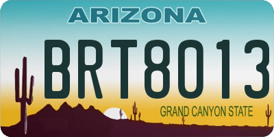 AZ license plate BRT8013