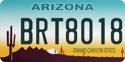 AZ license plate BRT8018