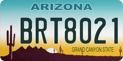 AZ license plate BRT8021