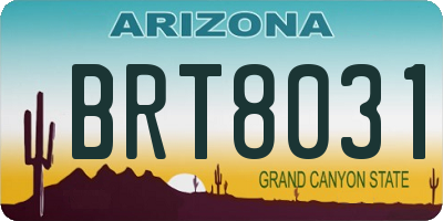AZ license plate BRT8031