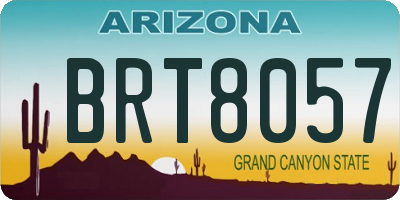 AZ license plate BRT8057