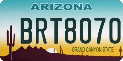 AZ license plate BRT8070