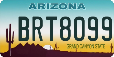 AZ license plate BRT8099