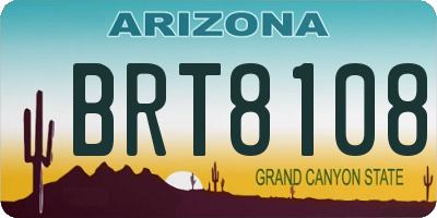 AZ license plate BRT8108