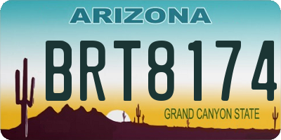 AZ license plate BRT8174