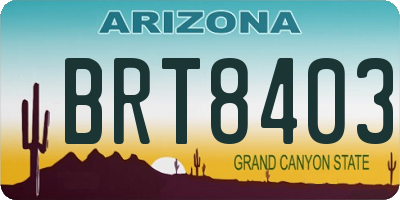AZ license plate BRT8403