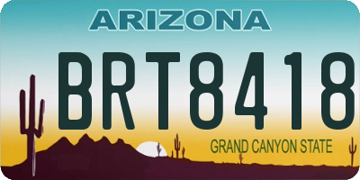 AZ license plate BRT8418