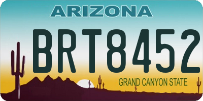 AZ license plate BRT8452