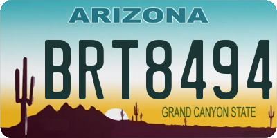 AZ license plate BRT8494