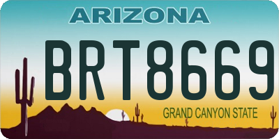 AZ license plate BRT8669