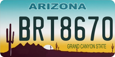 AZ license plate BRT8670