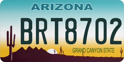 AZ license plate BRT8702