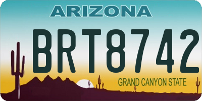 AZ license plate BRT8742